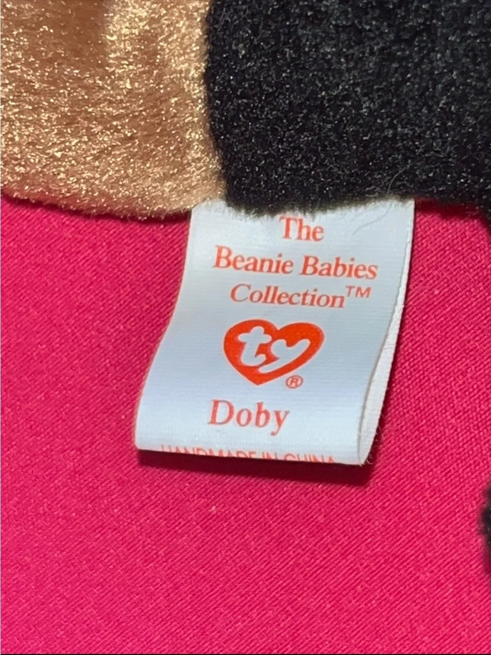 TY Beanie Baby DOBY the Doberman Dog (8 inch) MWMT Vintage Retired Plush Toy)